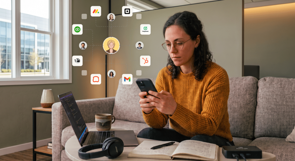 Person using an AI agent from a chat on their phone.