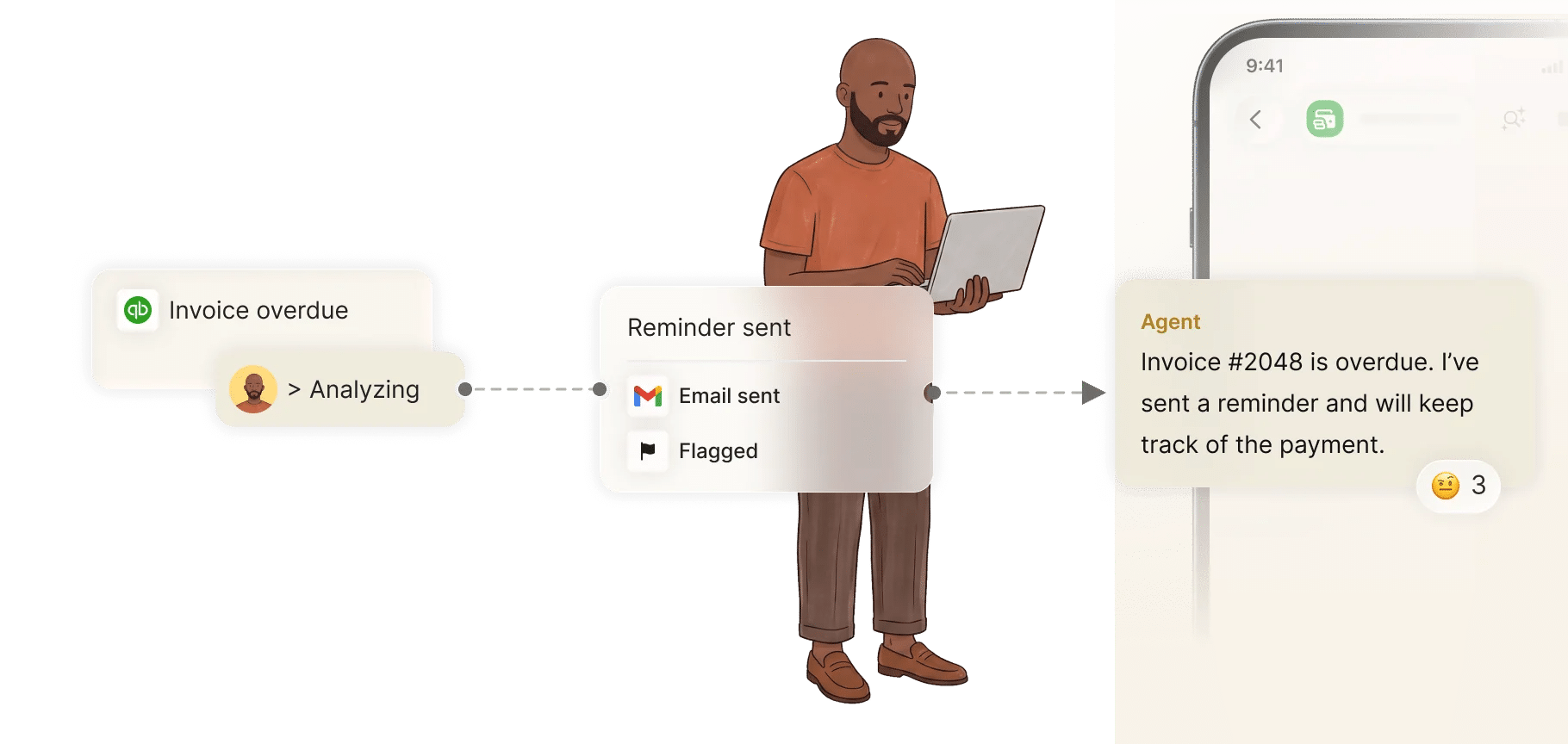 Invoice follow-up workflow set up by a Zenzap AI agent in chat